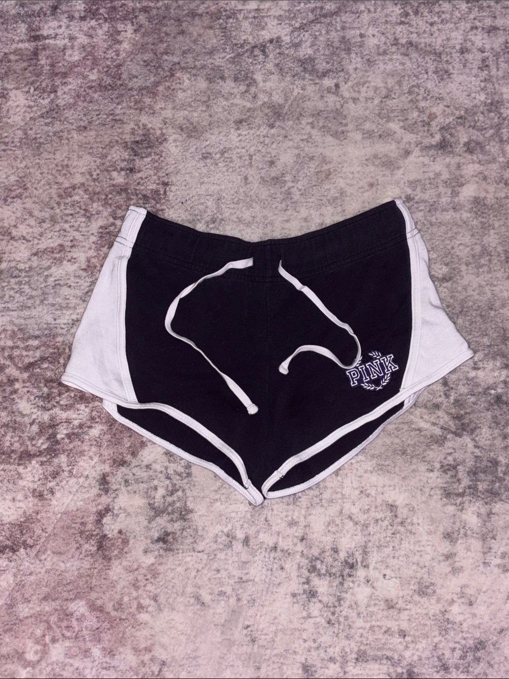 Small PINK Victoria's Secret Black & White Retro Lounge Shorts